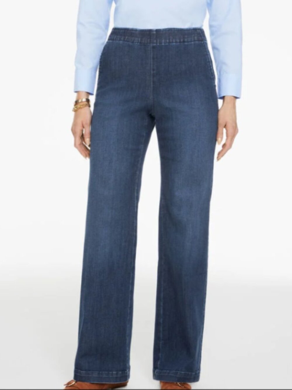 Talbots Petite Trouser Pull-On Travel Jeans - Pike Wash - Size Petite P - NWOT